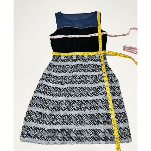 Moulinette Soeurs Women's Tweed Sleeveless Mini Dress Two-Tone Blue Black Size 2 - Picture 12 of 13
